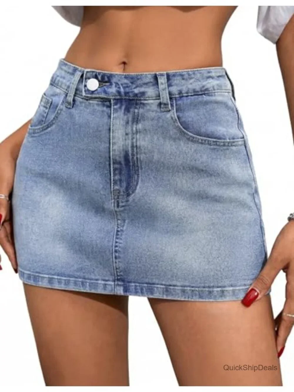 Low Rise Denim Mini Skort with Shorts - Stretchy Y2K Bodycon